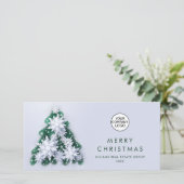 Snowflakes Weihnachtsbaum Firmengrüße Feiertagskarte (Stehend Vorderseite)