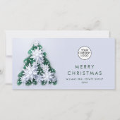 Snowflakes Weihnachtsbaum Firmengrüße Feiertagskarte (Vorderseite)