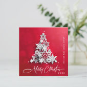 Snowflakes Weihnachtsbaum Firmengrüße Feiertagskarte (Stehend Vorderseite)