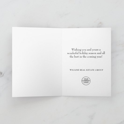 Snowflakes Weihnachtsbaum Firmengrüße Feiertagskarte (Innenseite)