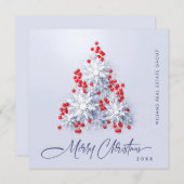 Snowflakes Weihnachtsbaum Firmengrüße Feiertagskarte (Vorne/Hinten)