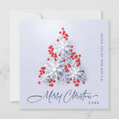 Snowflakes Weihnachtsbaum Firmengrüße Feiertagskarte (Vorderseite)