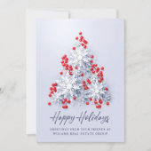 Snowflakes Weihnachtsbaum Firmengrüße Feiertagskarte (Vorderseite)