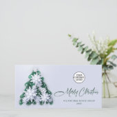 Snowflakes Weihnachtsbaum Firmengrüße Feiertagskarte (Stehend Vorderseite)
