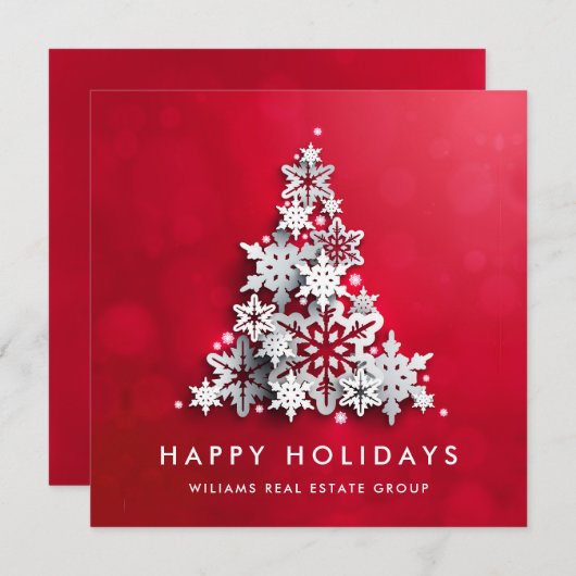 Snowflakes Weihnachtsbaum Firmengrüße Feiertagskarte (Vorne/Hinten)