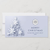 Snowflakes Weihnachtsbaum Firmengrüße Feiertagskarte (Vorderseite)