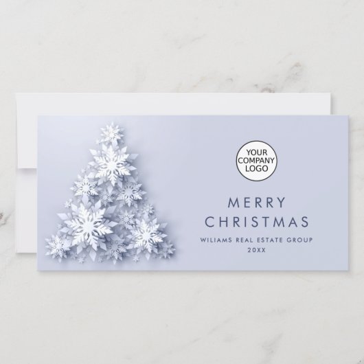 Snowflakes Weihnachtsbaum Firmengrüße Feiertagskarte (Vorderseite)