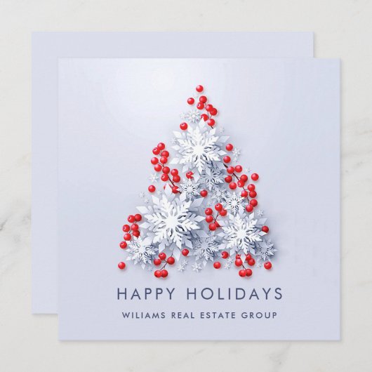 Snowflakes Weihnachtsbaum Firmengrüße Feiertagskarte (Vorne/Hinten)