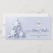 Snowflakes Weihnachtsbaum Firmengrüße Feiertagskarte (Vorderseite)