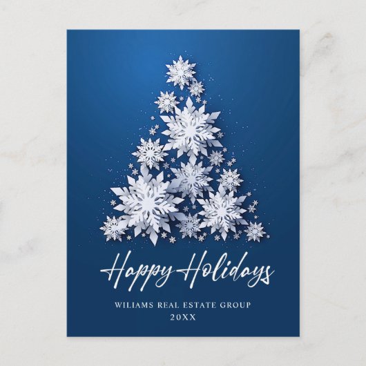 Snowflakes Weihnachtsbaum Firmengrüße Postkarte (Vorderseite)