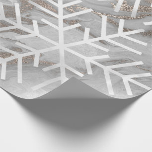 Snowflakes Weihnachtsfeiertag Marmor Gray Elfenbei Geschenkpapier