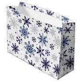 Snowflakes Weihnachtsgeschenk Große Tasche Geschenktüte (Rückseite Schrägansicht)