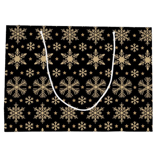 Snowflakes Weihnachtsgeschenk Große Tasche Große Geschenktüte (Rückseite)