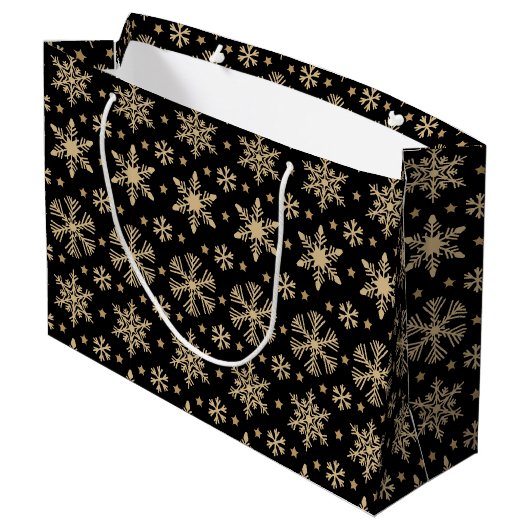 Snowflakes Weihnachtsgeschenk Große Tasche Große Geschenktüte (Rückseite Schrägansicht)