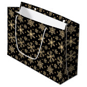 Snowflakes Weihnachtsgeschenk Große Tasche Große Geschenktüte (Vorderseite Schrägansicht)