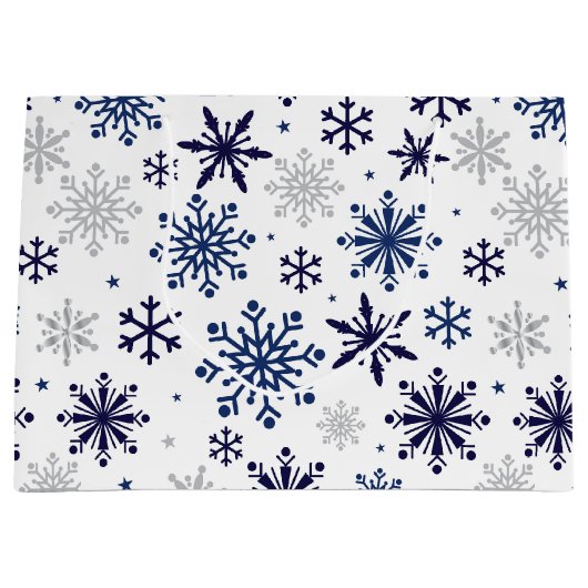 Snowflakes Weihnachtsgeschenk Große Tasche Große Geschenktüte (Vorderseite)