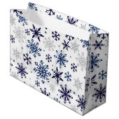 Snowflakes Weihnachtsgeschenk Große Tasche Große Geschenktüte (Vorderseite Schrägansicht)