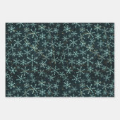 Snowflakes White Blue in Black Night Sky Geschenkpapier Set (Vorderseite 3)