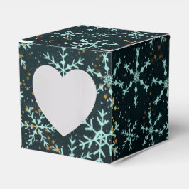 Snowflakes White Blue in Black Night Sky Geschenkschachtel