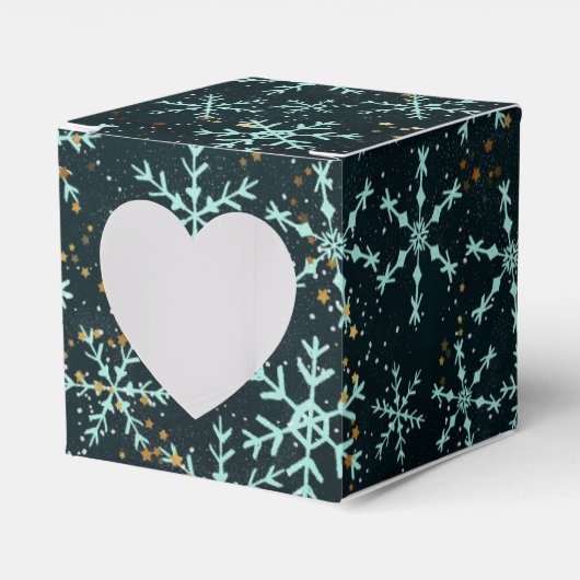Snowflakes White Blue in Black Night Sky Geschenkschachtel (Vorderseite)