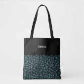 Snowflakes White Blue in Black Sky Name Tasche (Vorderseite)