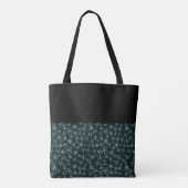 Snowflakes White Blue in Black Sky Name Tasche (Rückseite)