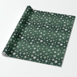 Snowflakes - White On Green Geschenkpapier