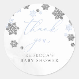 Snowflakes Winter Boy Babydusche Danke Runder Aufkleber