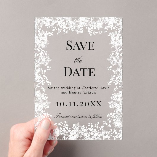 Snowflakes winter clear wedding Save the Date card Acryleinladungen (Insitu (Handheld))