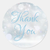 Snowflakes Winter Elegante Script Danke Runder Aufkleber (Vorderseite)