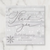 Snowflakes Winter Gray Baby Dusche Danke Geschenkanhänger (Vorderseite)