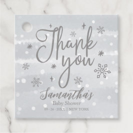 Snowflakes Winter Gray Baby Dusche Danke Geschenkanhänger