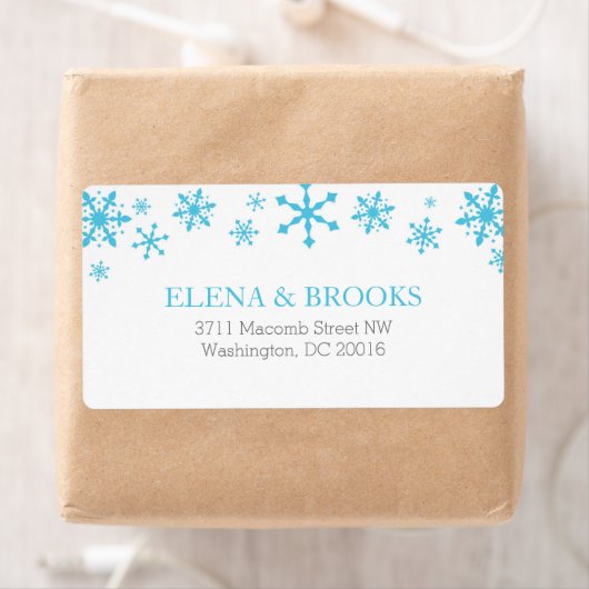 Snowflakes Winter Wedding Reply Card Mailing Label (Insitu)