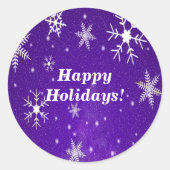 Snowflakes with Blue Background Round Stickers (Vorderseite)
