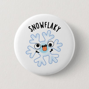Snowflaky Funny Snow Flake Puff Button