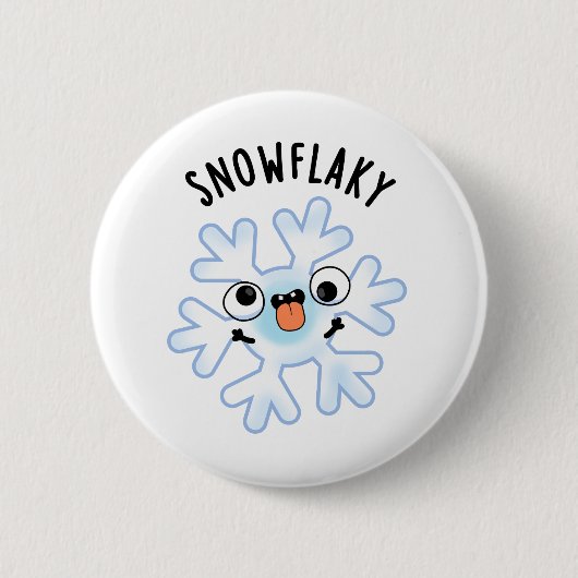 Snowflaky Funny Snow Flake Puff Button (Vorderseite)