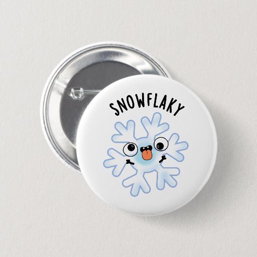 Snowflaky Funny Snow Flake Puff Button (Vorne & Hinten)
