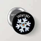 Snowflaky Funny Snow Flake Puff Dark BG Button (Vorne & Hinten)