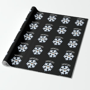 Snowflaky Funny Snow Flake Puff Dark BG Geschenkpapier