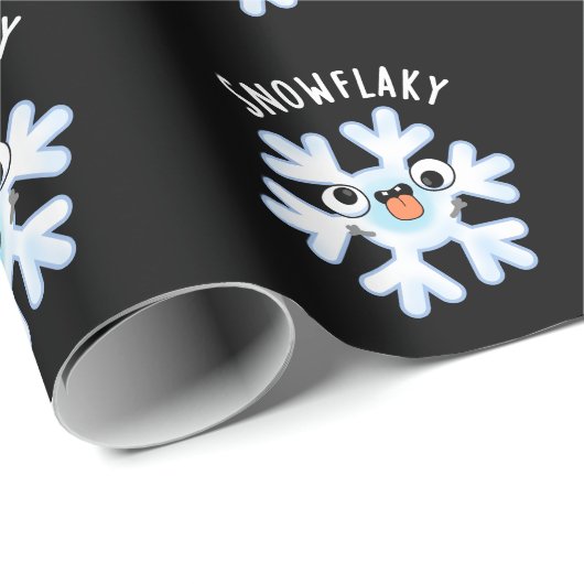 Snowflaky Funny Snow Flake Puff Dark BG Geschenkpapier (Rolleneckpunkt)