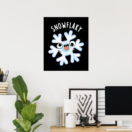 Snowflaky Funny Snow Flake Puff Dark BG Poster (Heimbüro)