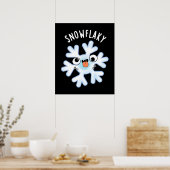 Snowflaky Funny Snow Flake Puff Dark BG Poster (Küche)