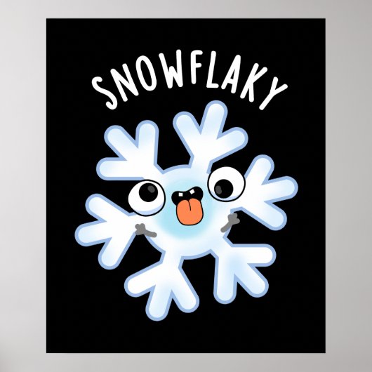 Snowflaky Funny Snow Flake Puff Dark BG Poster (Vorne)