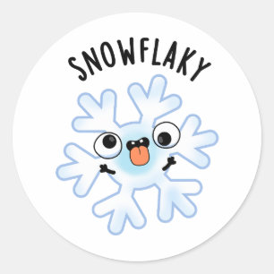 Snowflaky Funny Snow Flake Puff Runder Aufkleber