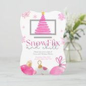 SnowFlix and Chill Christmas Movie Invitation Einladung (Stehend Vorderseite)