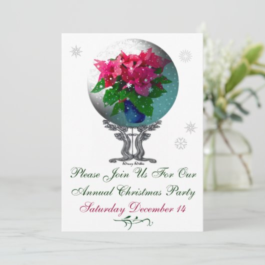 Snowglobe Christmas Party Invitation Einladung (Stehend Vorderseite)