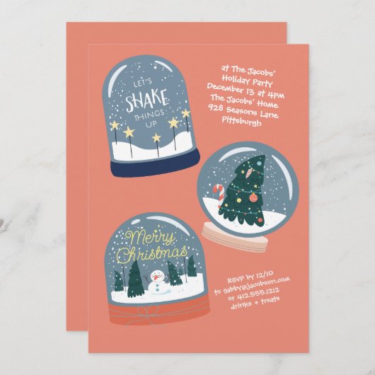 Snowglobe Holiday Party Einladung (Vorne/Hinten)