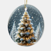 Snowglobe mit Weihnachtsbaum im Schnee Keramik Ornament (Links)