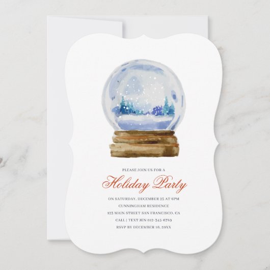 Snowglobe Wasserfarbe Feiertag Einladung (Vorderseite)