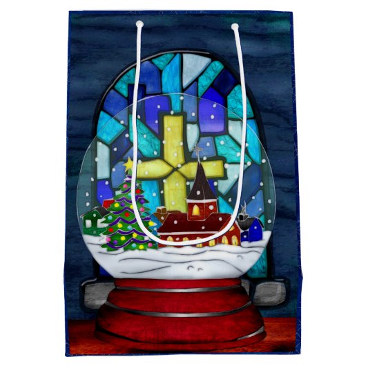 Snowglobe Whimsey Katholischer Urlaub Mittlere Geschenktüte (Rückseite)